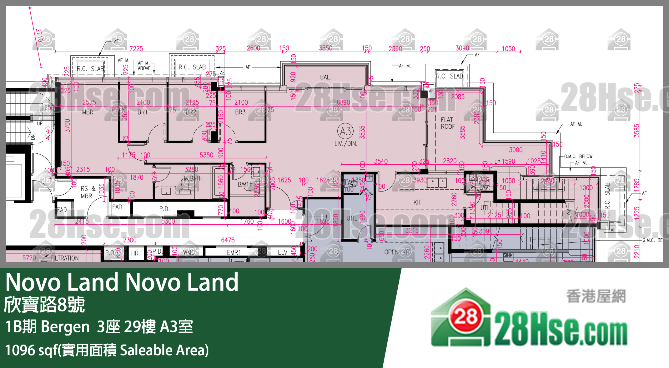 Novo Land,  Flat A3, 29/f, Bergen Tower 3, Phase 1b FloorPlan