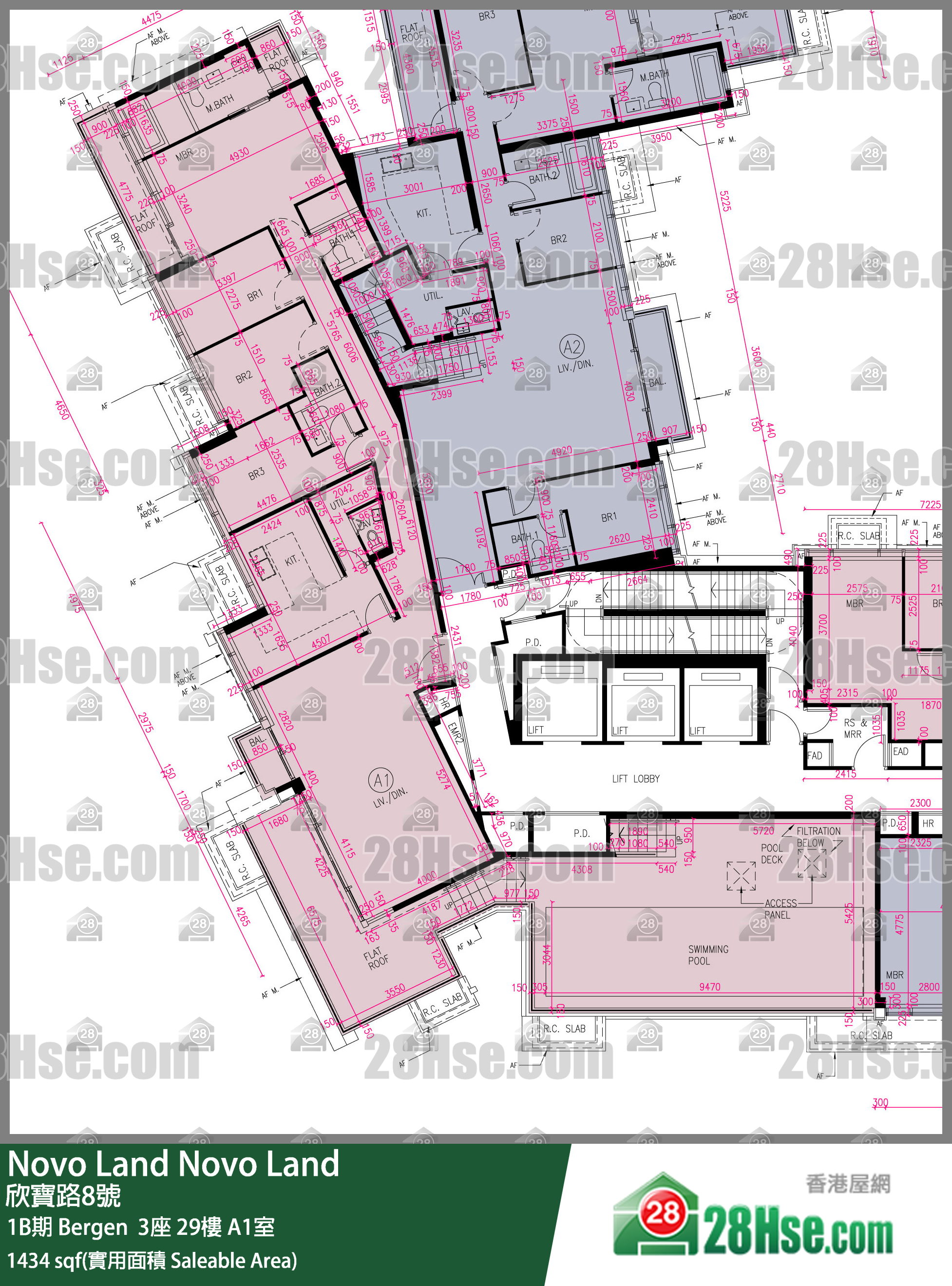 Novo Land,  Flat A1, 29/f, Bergen Tower 3, Phase 1b FloorPlan