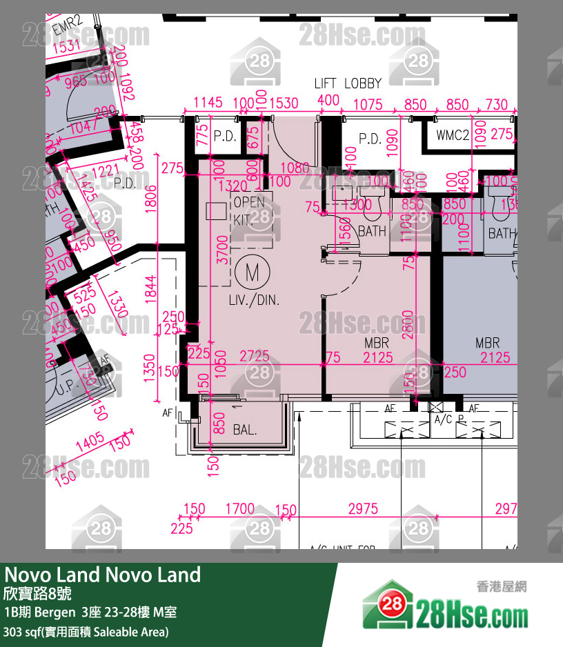 Novo Land, Flat M, 23/F, Bergen Tower 3 FloorPlan