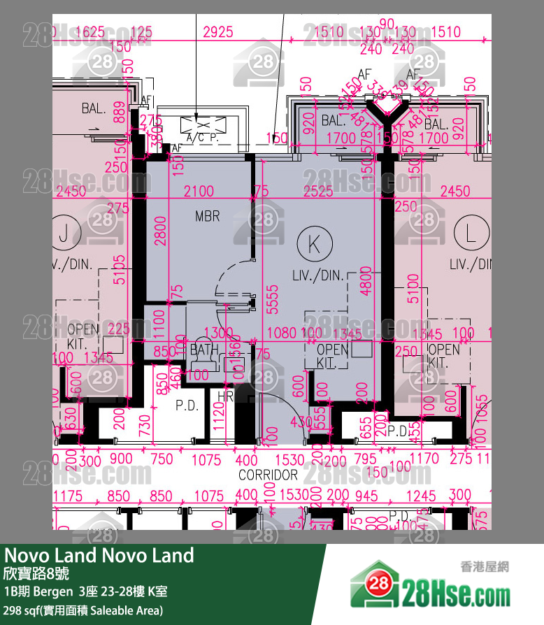 Novo Land 1B期 Bergen  3座 28樓 K室 平面圖