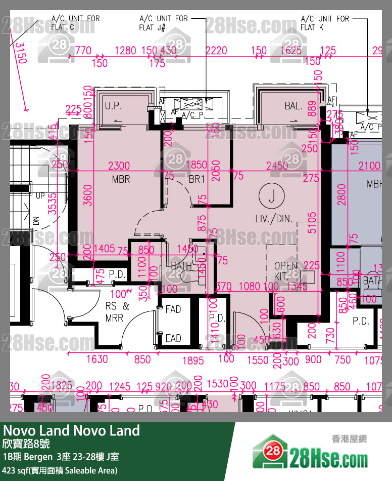 Novo Land, Flat J, 23/F, Bergen Tower 3 FloorPlan