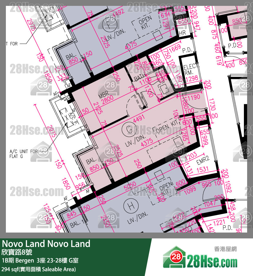 Novo Land, Flat G, 23/F, Bergen Tower 3 FloorPlan
