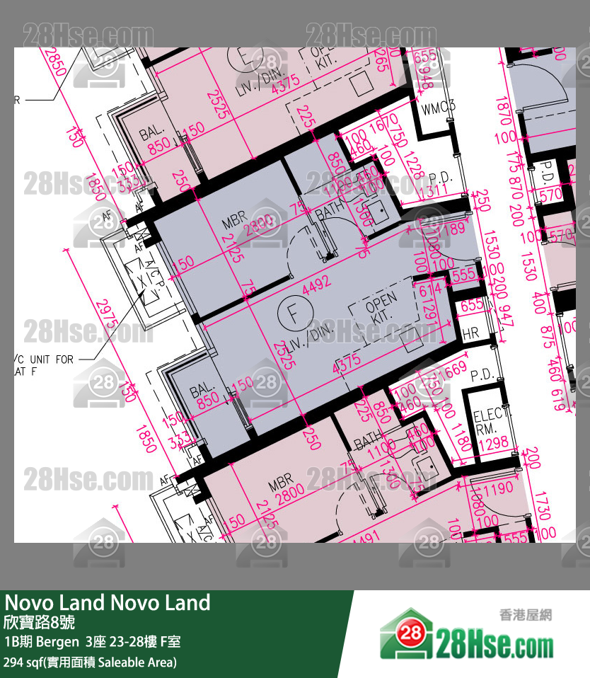 Novo Land, Flat F, 26/F, Bergen Tower 3 FloorPlan