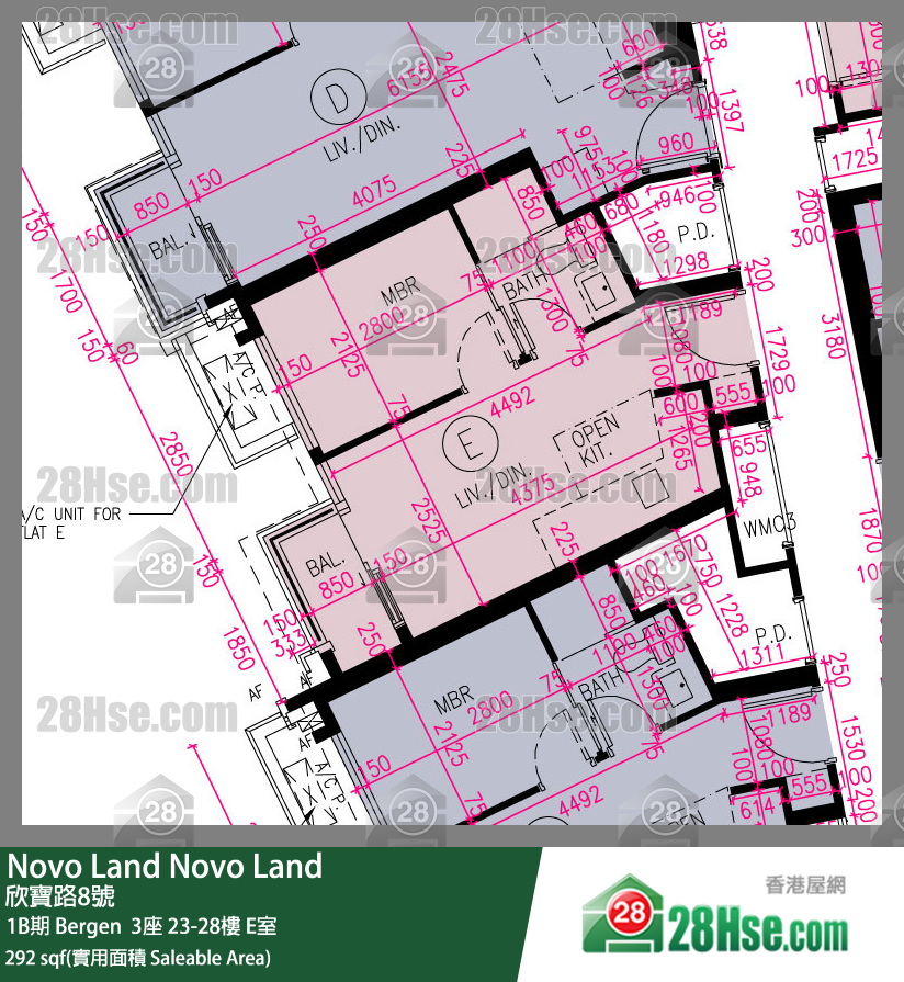 Novo Land, Flat E, 28/F, Bergen Tower 3 FloorPlan