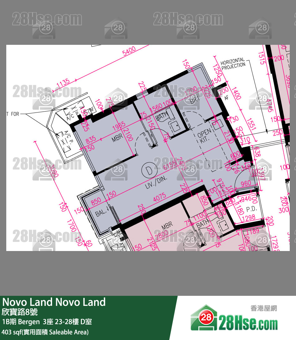 Novo Land, Flat D, 28/F, Bergen Tower 3 FloorPlan