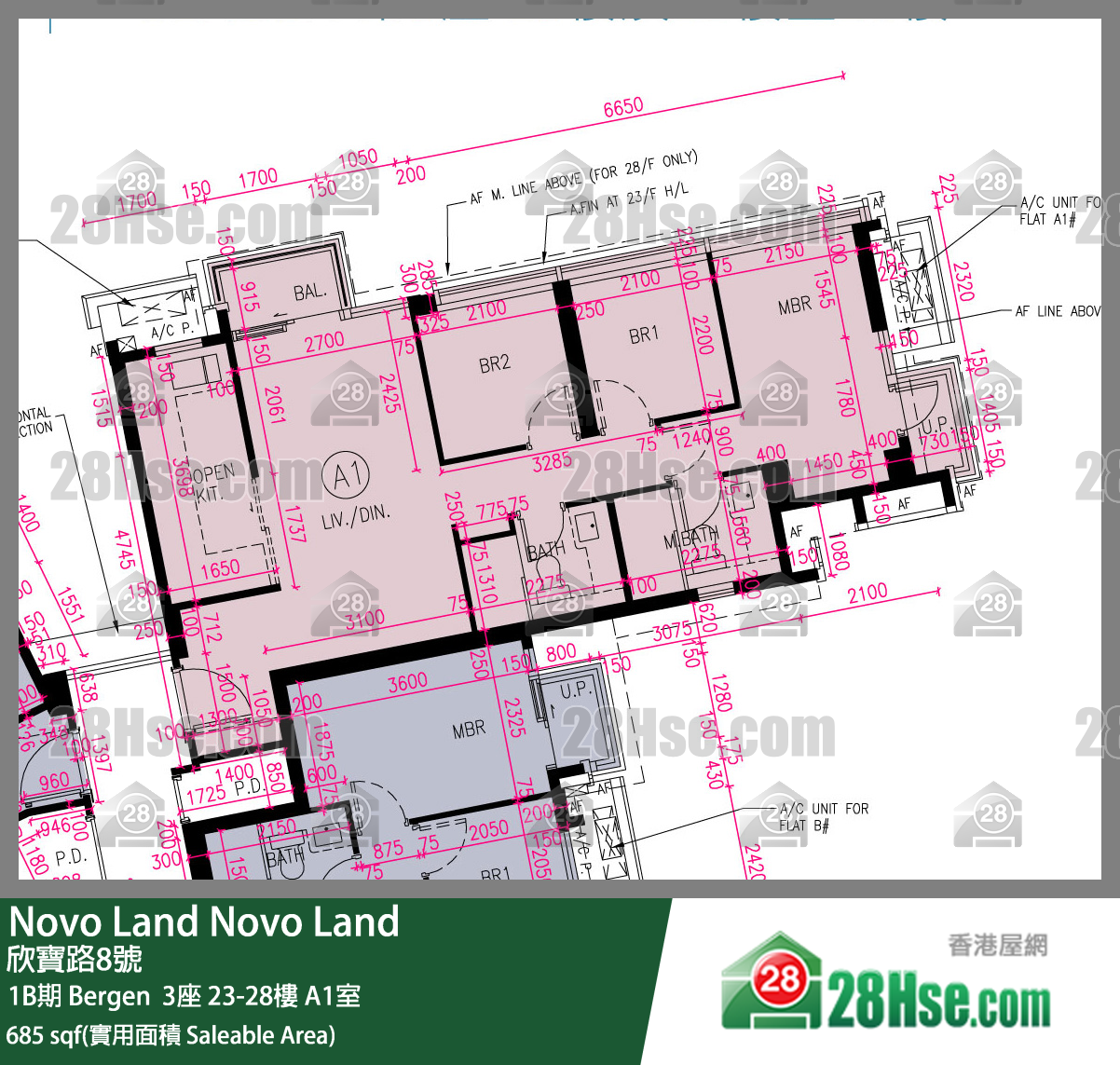 Novo Land, Flat A1, 27/F, Bergen Tower 3 FloorPlan