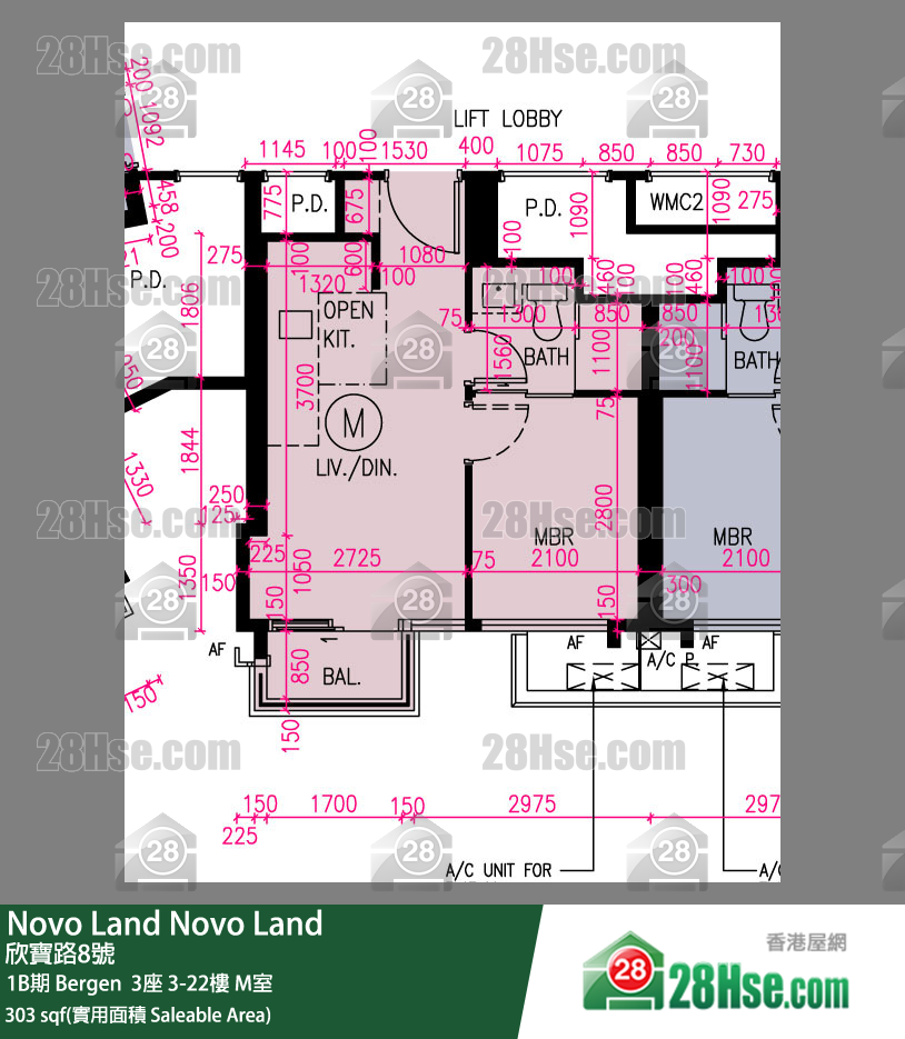 Novo Land, Flat M, 3/F, Bergen Tower 3 FloorPlan