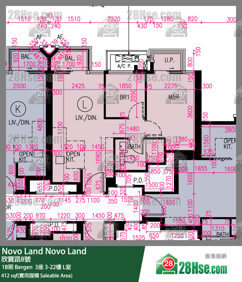 Novo Land, Flat L, 9/F, Bergen Tower 3 FloorPlan