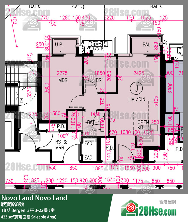 Novo Land,  Flat J, 19/f, Bergen Tower 3, Phase 1b FloorPlan