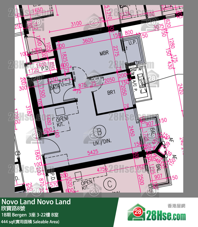 Novo Land, Flat B, 7/F, Bergen Tower 3 FloorPlan