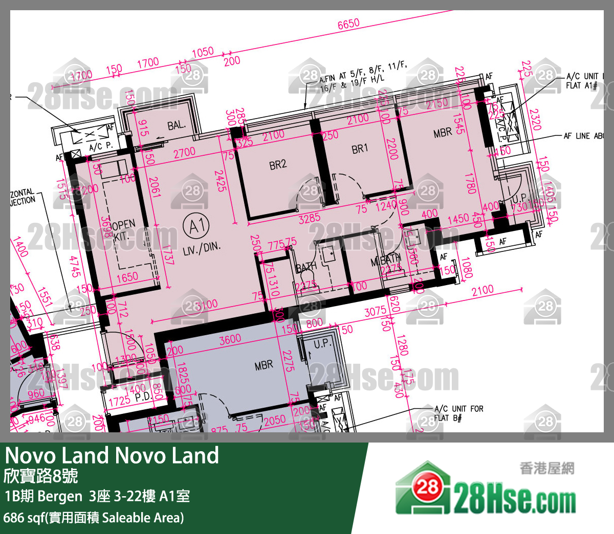 Novo Land, Flat A1, 10/F, Bergen Tower 3 FloorPlan