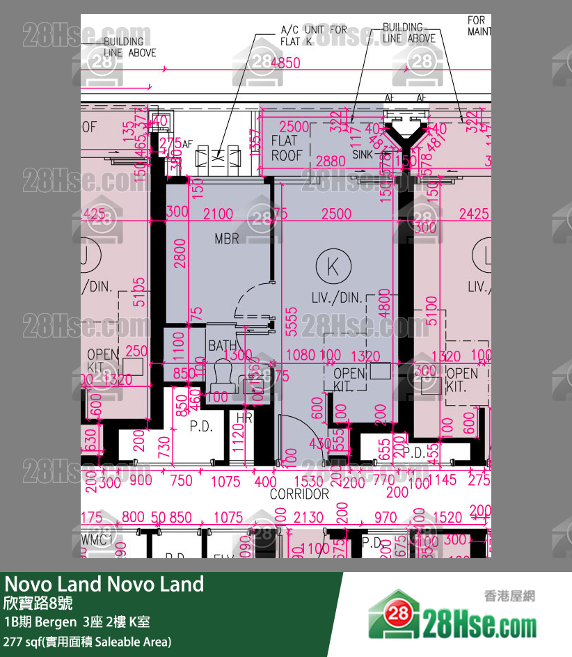 Novo Land, Flat K, 2/F, Bergen Tower 3 FloorPlan