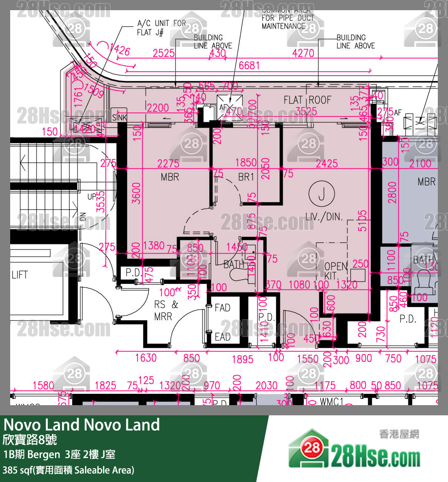 Novo Land, Flat J, 2/F, Bergen Tower 3 FloorPlan