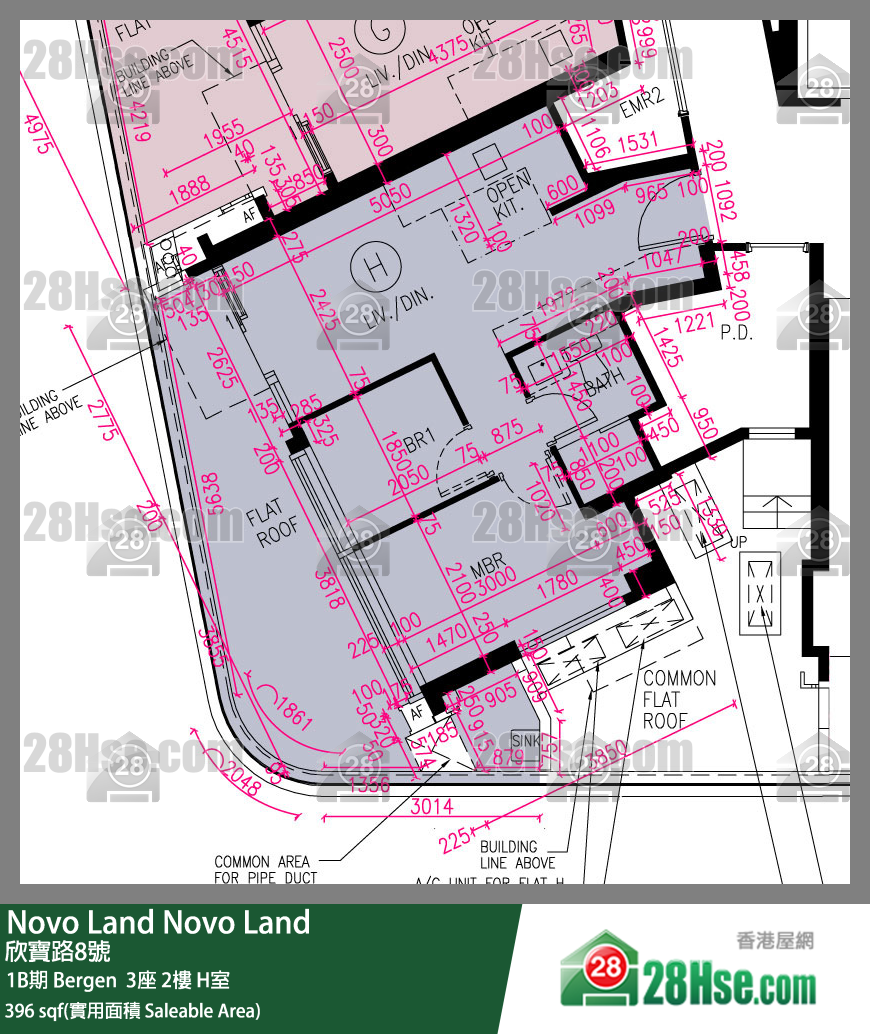 Novo Land, Flat H, 2/F, Bergen Tower 3 FloorPlan