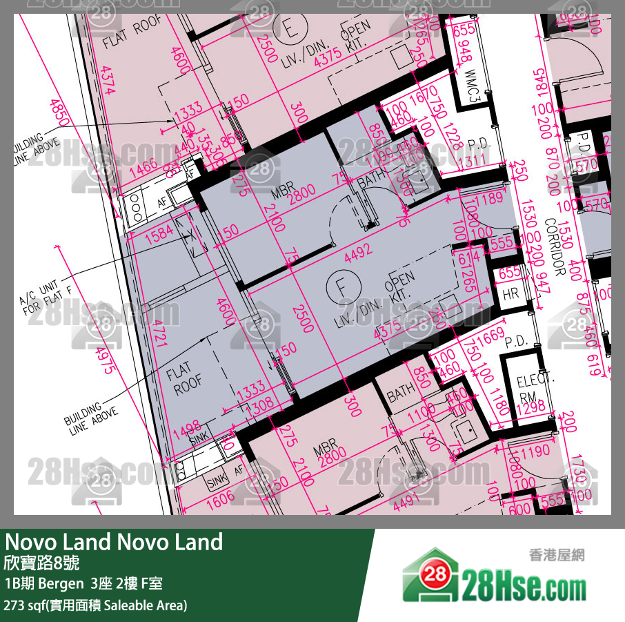 Novo Land, Flat F, 2/F, Bergen Tower 3 FloorPlan