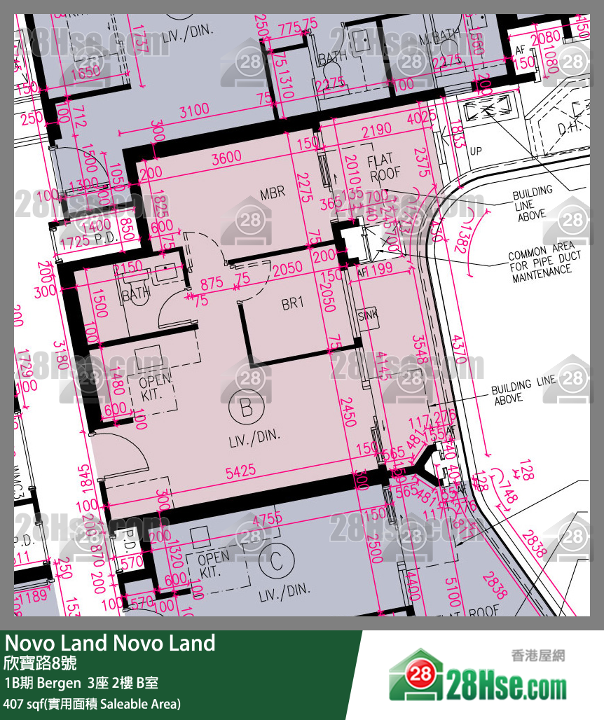 Novo Land, Flat B, 2/F, Bergen Tower 3 FloorPlan