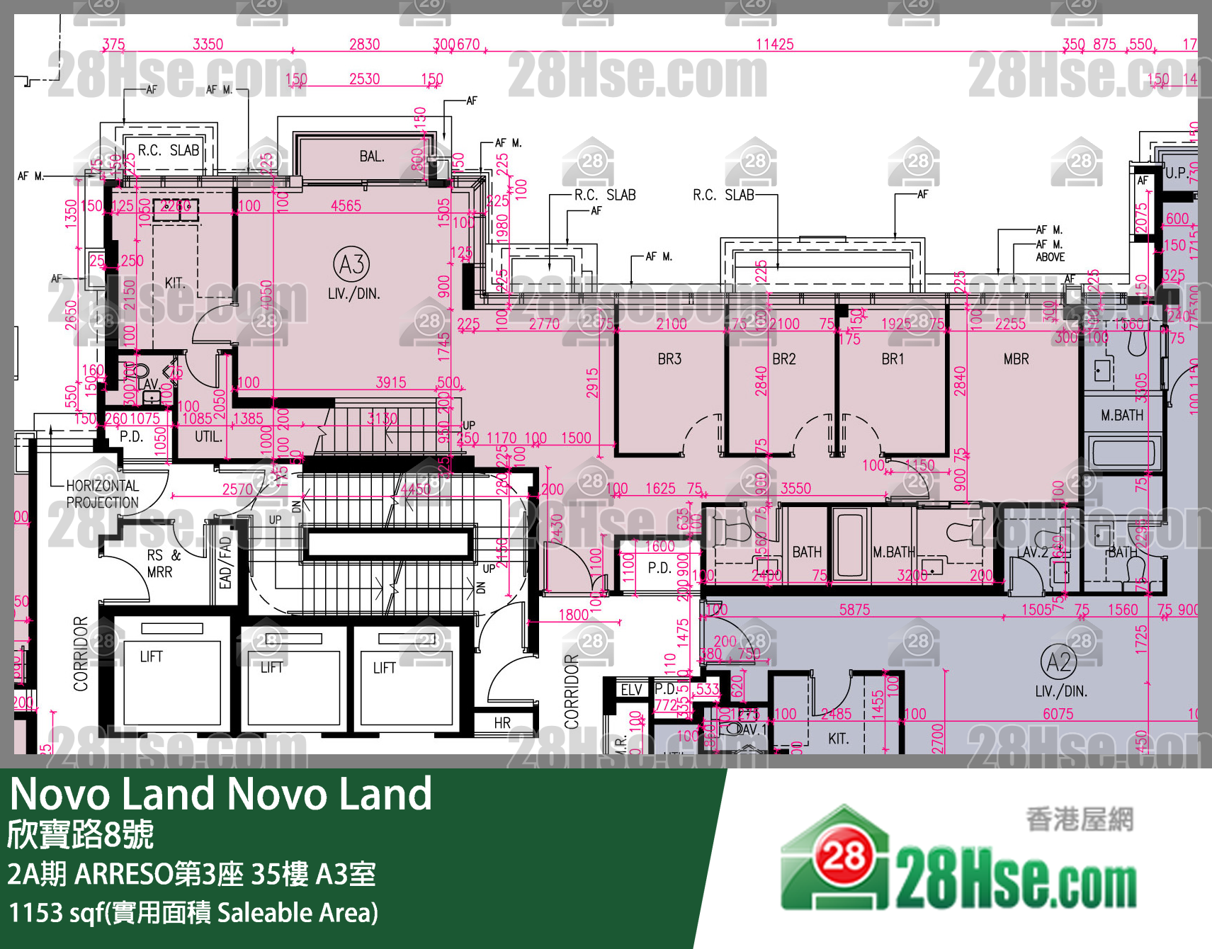 Novo Land,  Flat A3, 35/f, Arreso Tower 3, Phase 2a FloorPlan