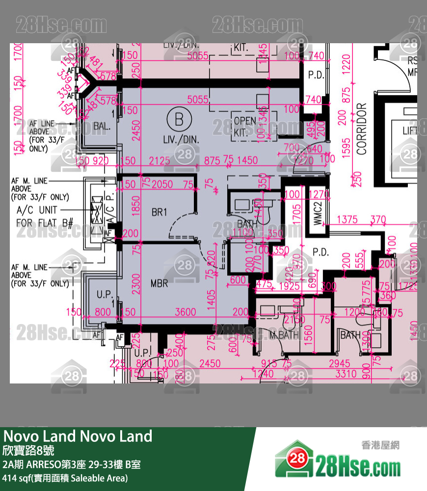 Novo Land, Flat B, 30/F, Arreso Tower 3 FloorPlan