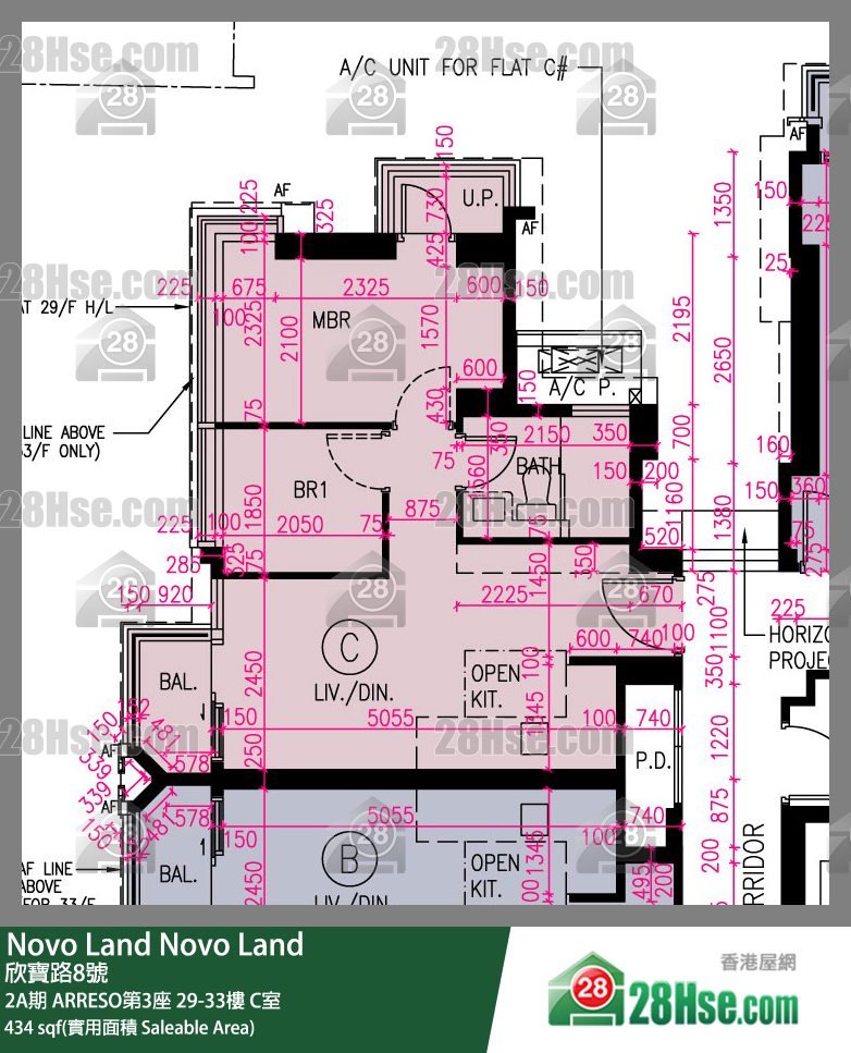 Novo Land, Flat C, 32/F, Arreso Tower 3 FloorPlan