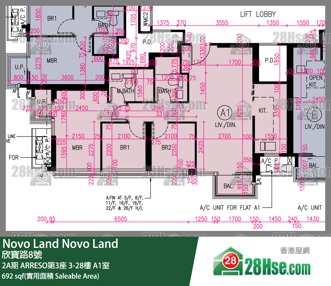Novo Land,  Flat A1, 28/f, Arreso Tower 3, Phase 2a FloorPlan