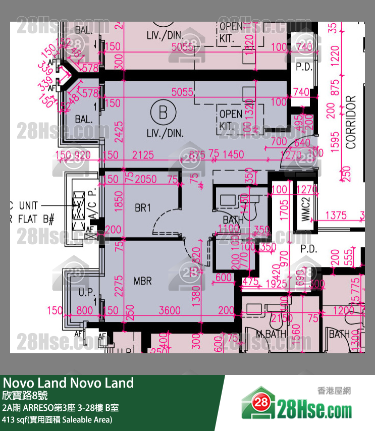 Novo Land, Flat B, 26/F, Arreso Tower 3 FloorPlan