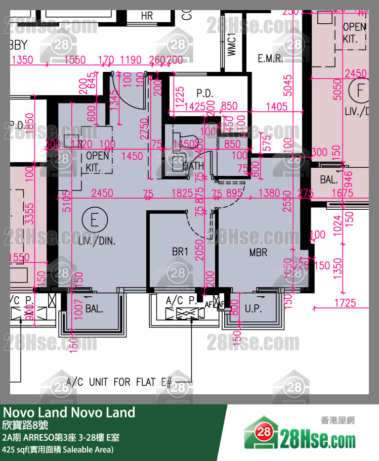 Novo Land, Flat E, 28/F, Arreso Tower 3 FloorPlan