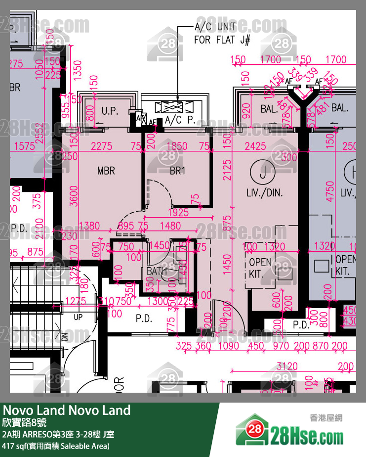 Novo Land, Flat J, 15/F, Arreso Tower 3 FloorPlan