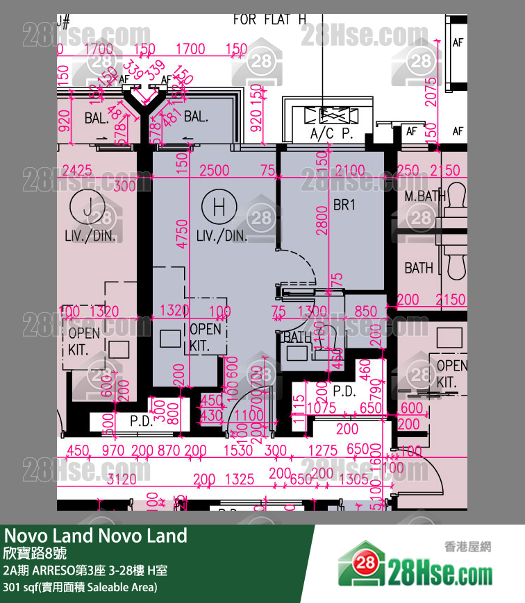 Novo Land,  Flat H, 5/f, Arreso Tower 3, Phase 2a FloorPlan