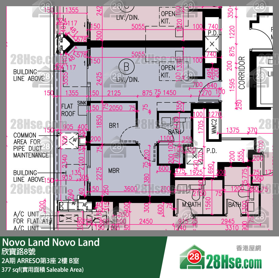 Novo Land 2A期ARRESO第3座2楼 B室 平面图
