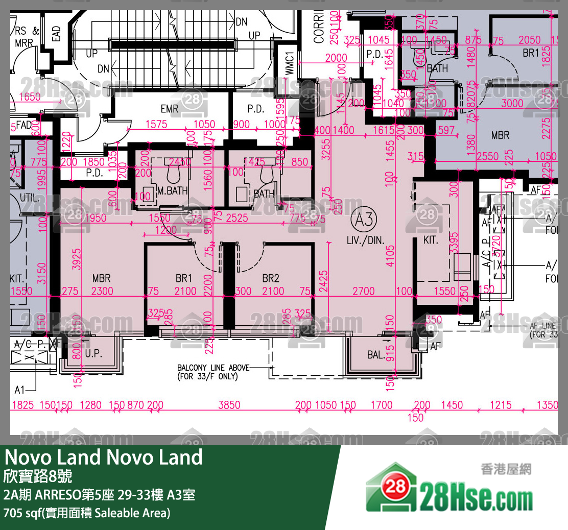 Novo Land,  Flat A3, 32/f, Arreso Tower 5, Phase 2a FloorPlan