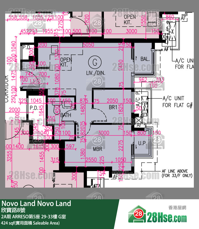 Novo Land, Flat G, 33/F, Arreso Tower 5 FloorPlan