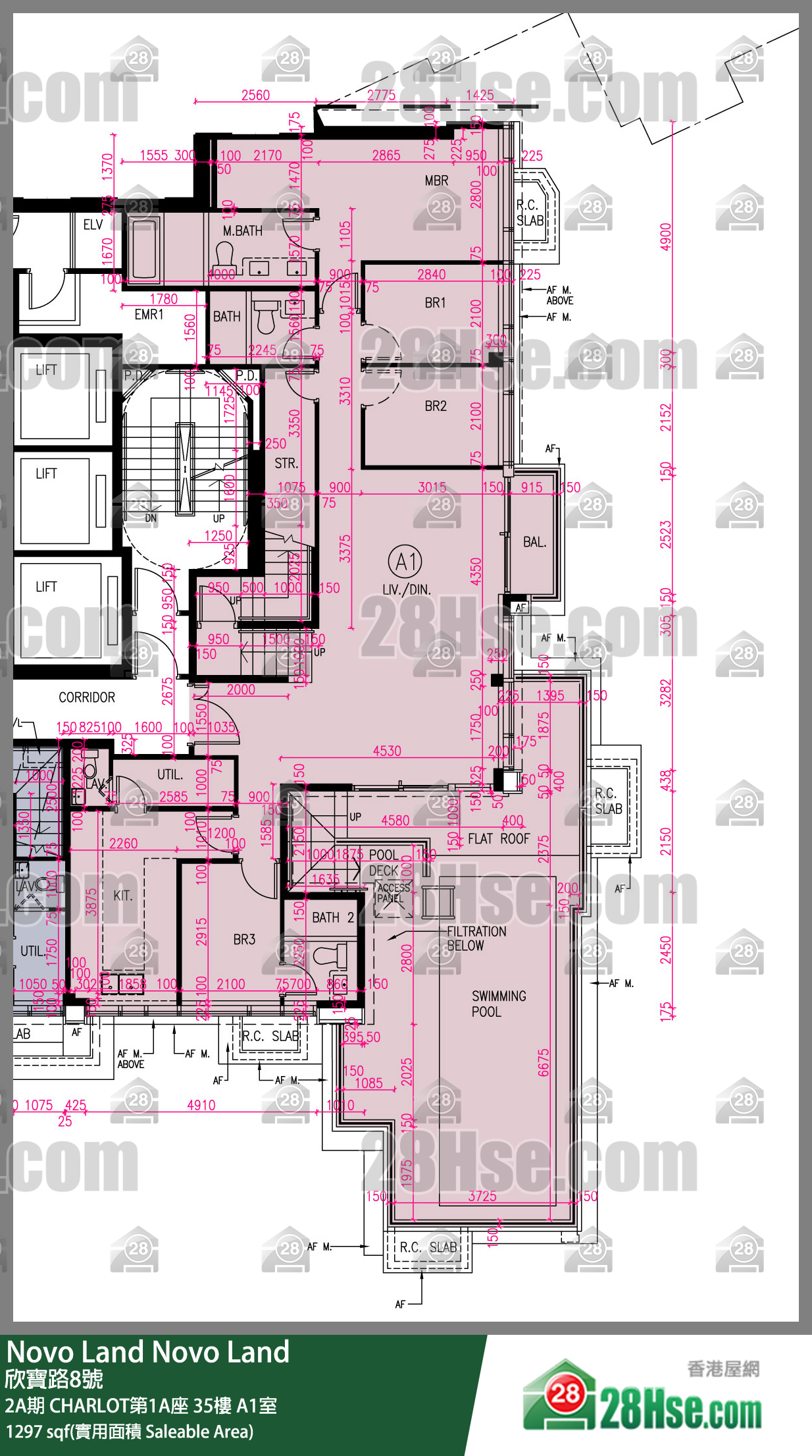 Novo Land,  Flat A1, 35/f, Charlot Tower 1a, Phase 2a FloorPlan