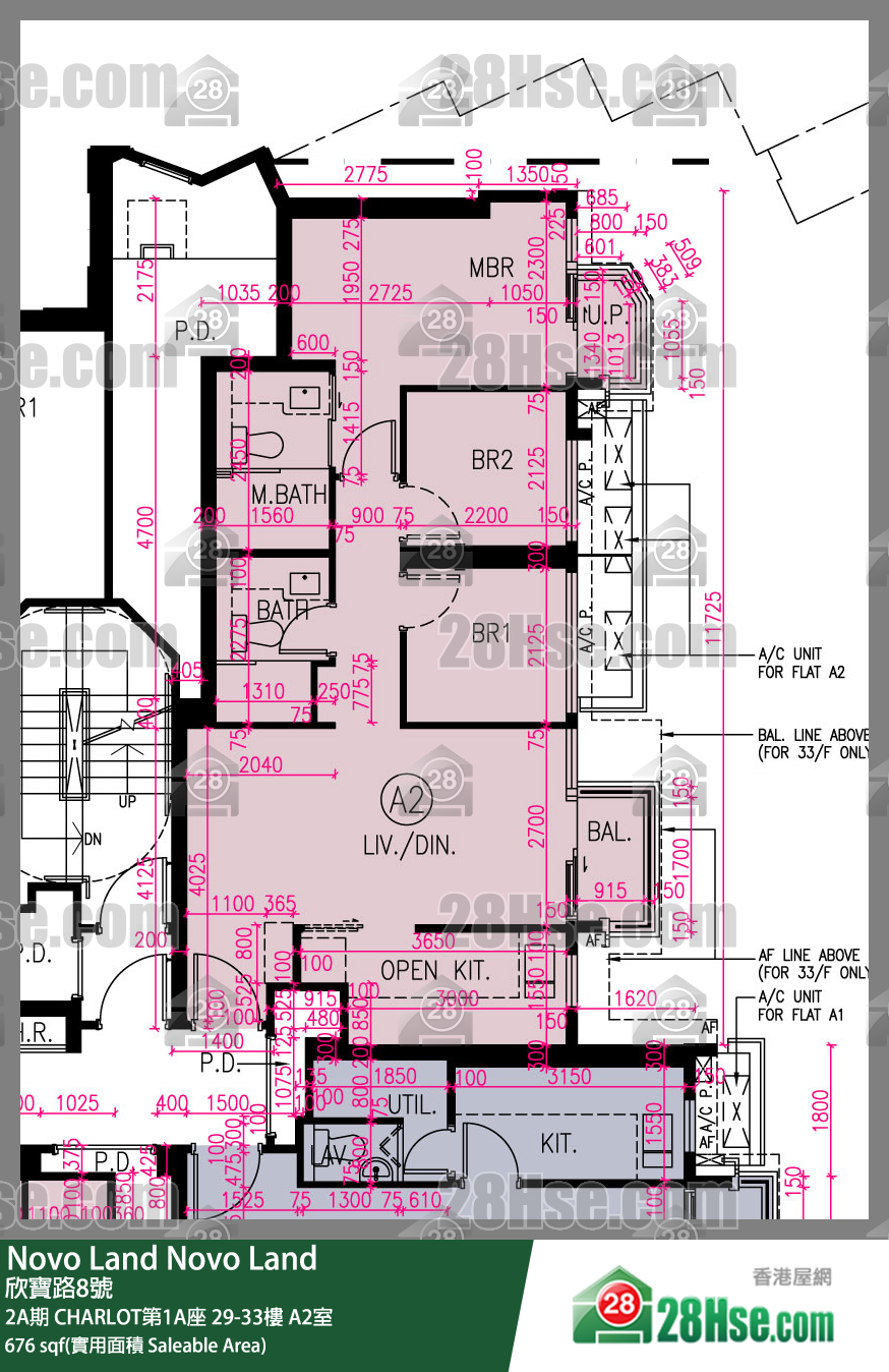 Novo Land,  Flat A2, 30/f, Charlot Tower 1a, Phase 2a FloorPlan
