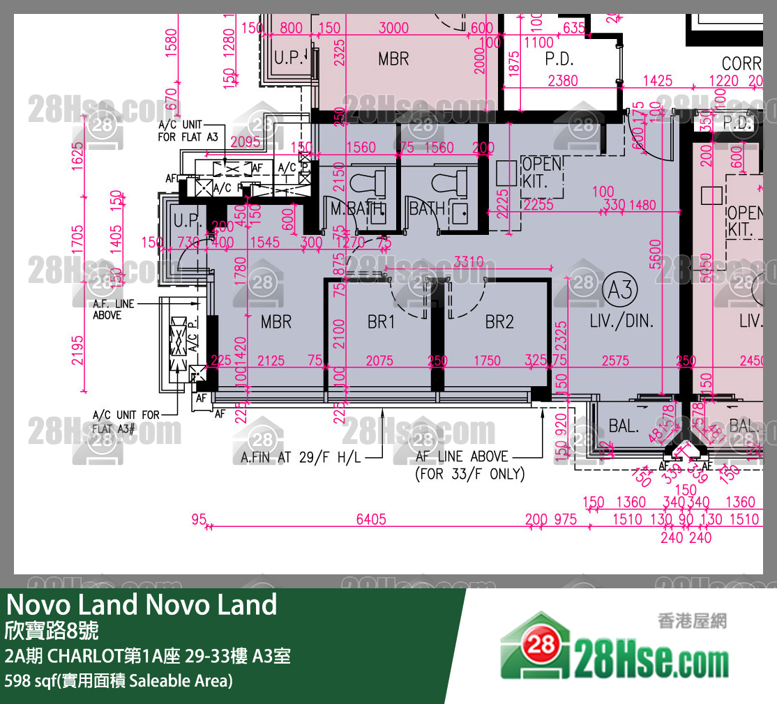 Novo Land,  Flat A3, 30/f, Charlot Tower 1a, Phase 2a FloorPlan