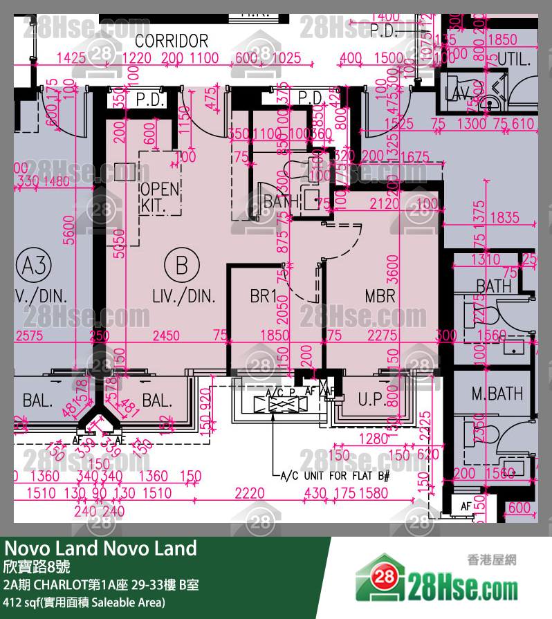 Novo Land 2A期 CHARLOT第1A座 33楼 B室 平面图