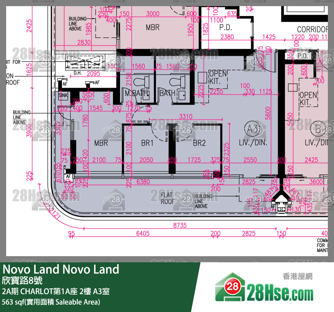 Novo Land,  Flat A3, 2/f, Charlot Tower 1a, Phase 2a FloorPlan
