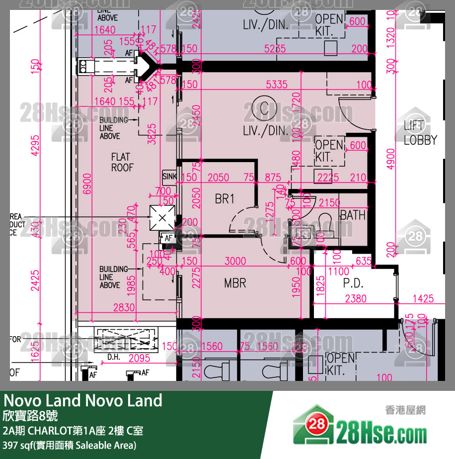 Novo Land,  Flat C, 2/f, Charlot Tower 1a, Phase 2a FloorPlan