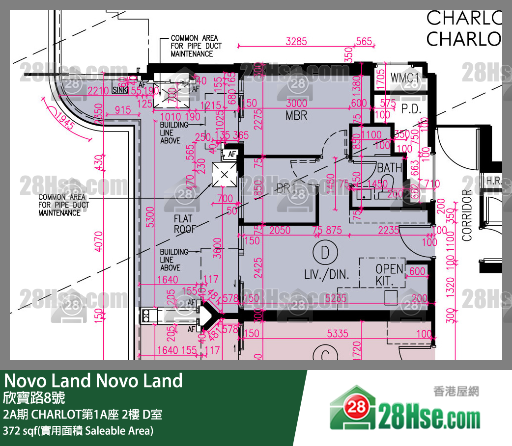 Novo Land,  Flat D, 2/f, Charlot Tower 1a, Phase 2a FloorPlan