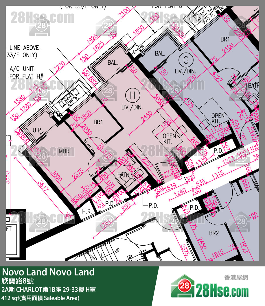 Novo Land, Flat H, 30/F, Charlot Tower 1b FloorPlan