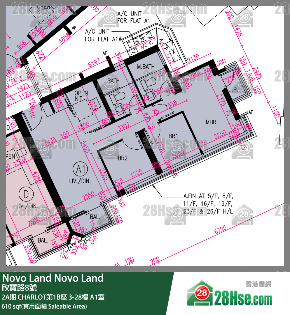 Novo Land,  Flat A1, 25/f, Charlot Tower 1b, Phase 2a FloorPlan