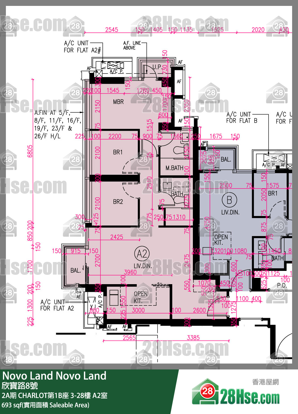 Novo Land, Flat A2, 28/F, Charlot Tower 1b FloorPlan