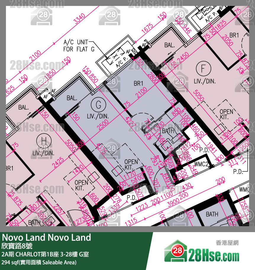 Novo Land,  Flat G, 28/f, Charlot Tower 1b, Phase 2a FloorPlan