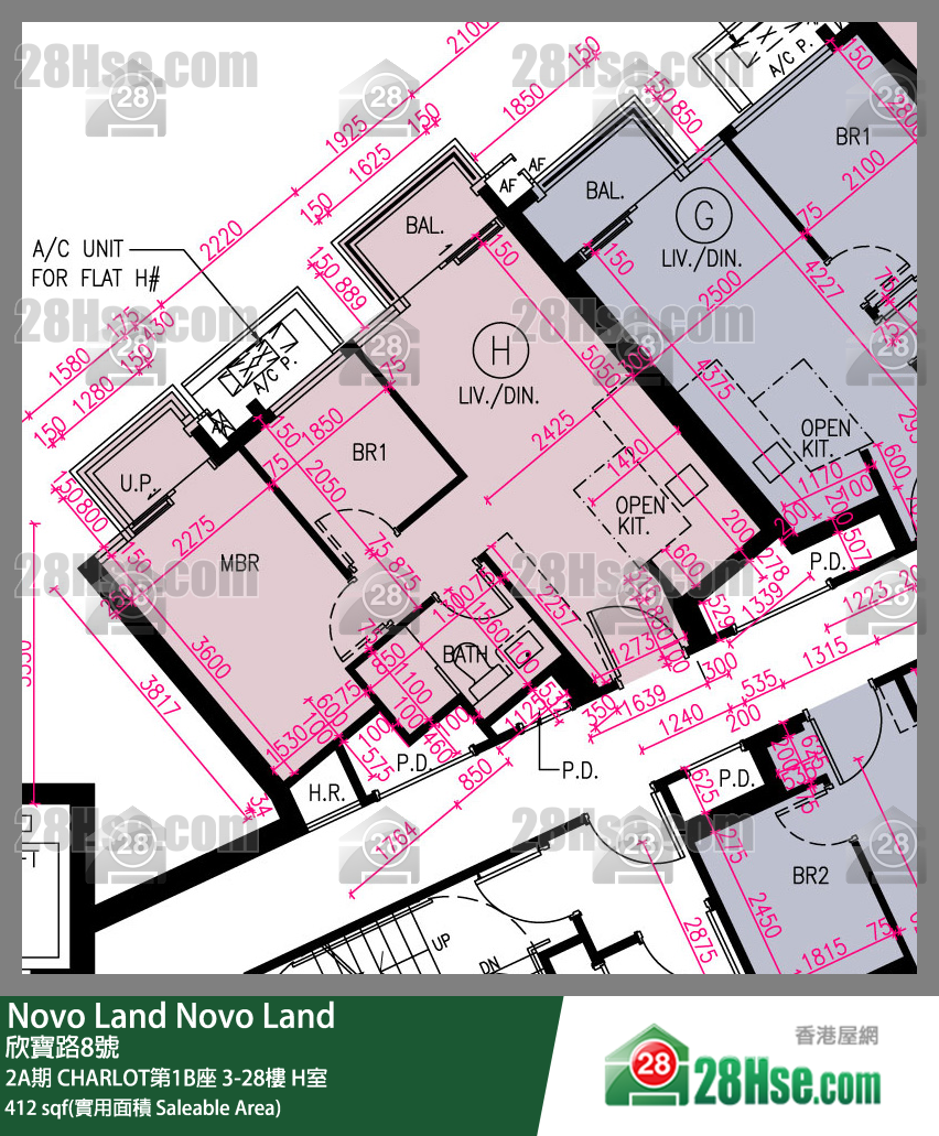 Novo Land, Flat H, 27/F, Charlot Tower 1b FloorPlan