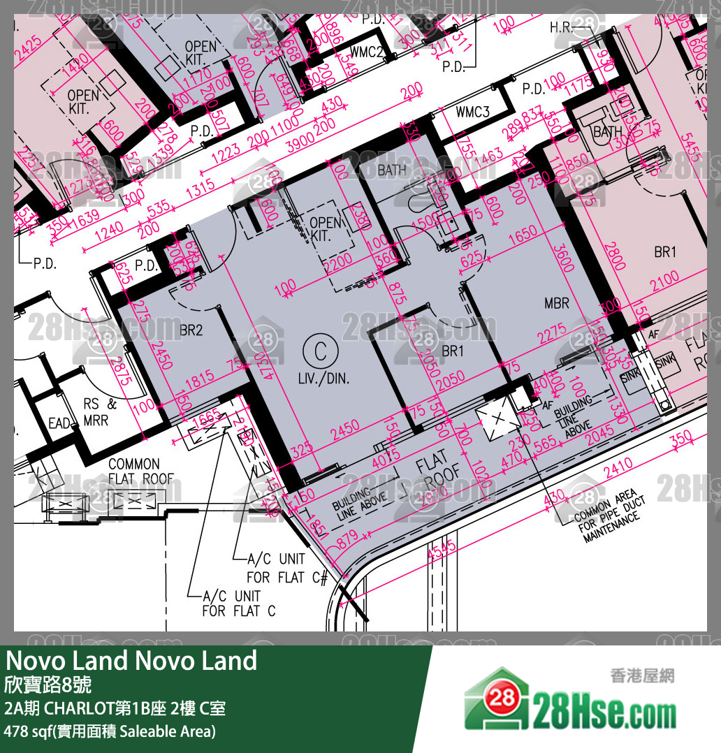 Novo Land,  Flat C, 2/f, Charlot Tower 1b, Phase 2a FloorPlan