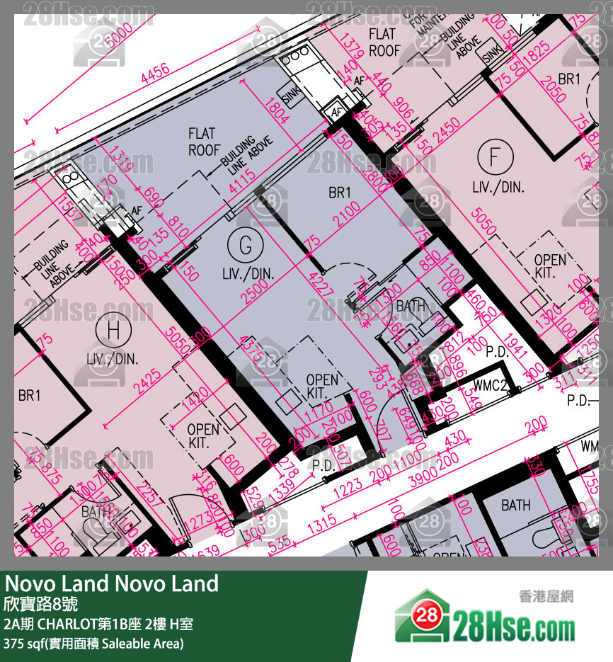 Novo Land 2A期CHARLOT第1B座2楼 H室 平面图