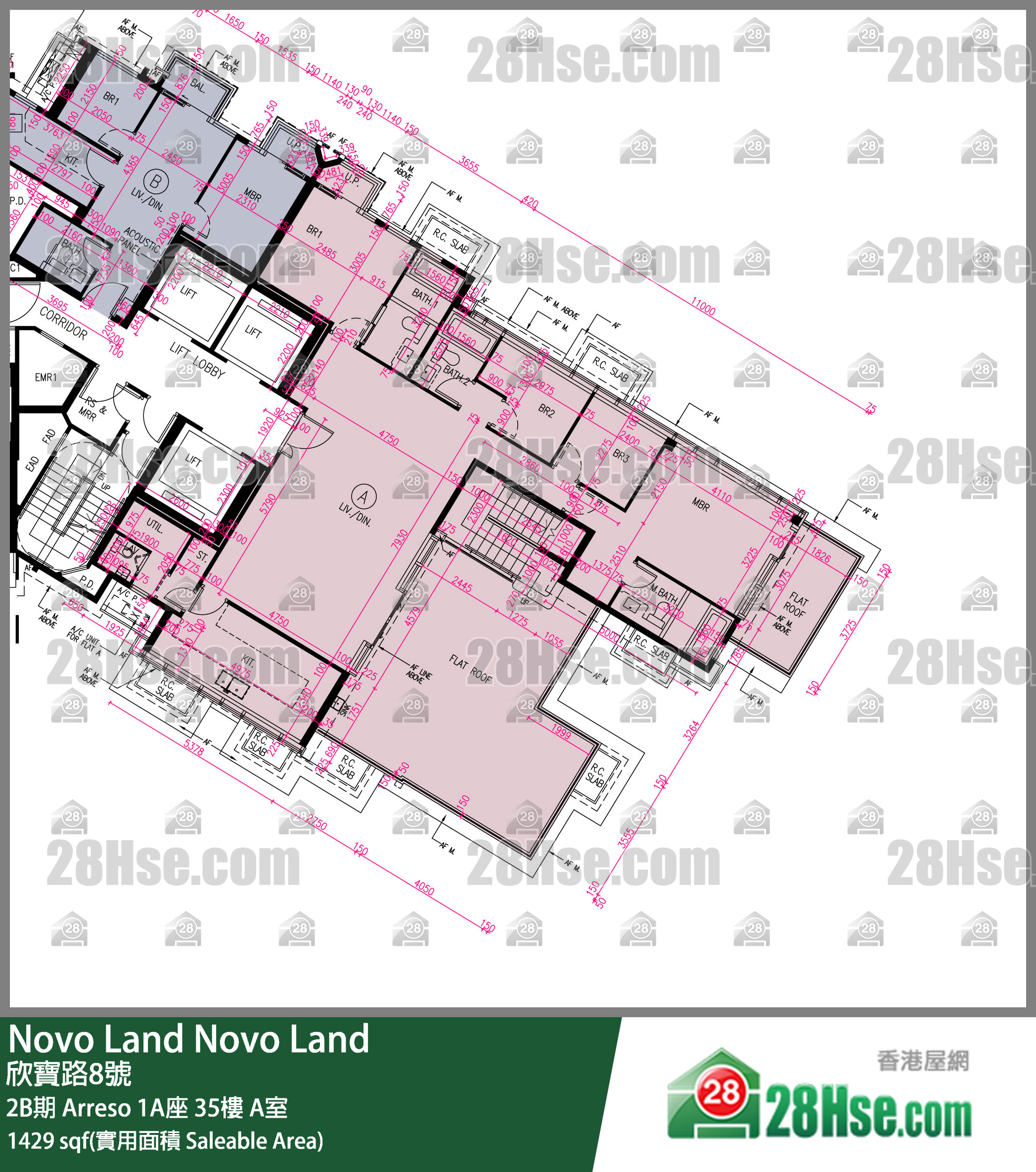 Novo Land 2B期Arreso 1A座35樓 A室 平面圖