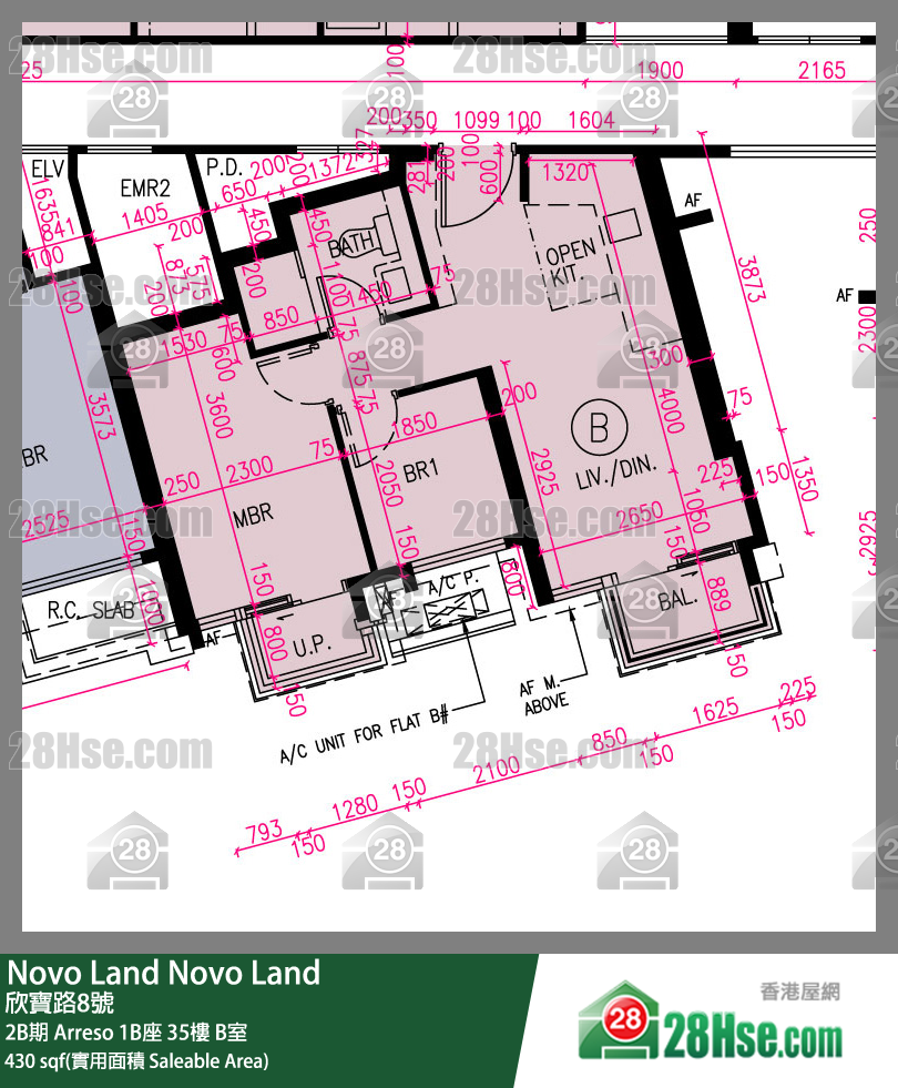Novo Land, Flat B, 35/F, Arreso Tower 1b FloorPlan