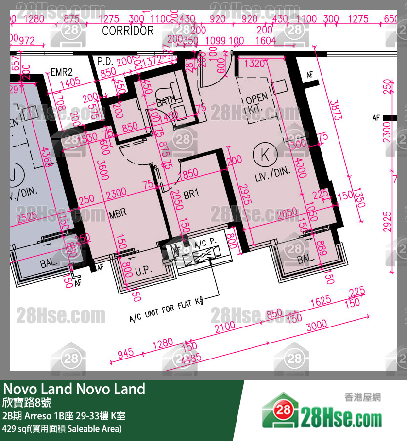 Novo Land, Flat K, 33/F, Arreso Tower 1b FloorPlan