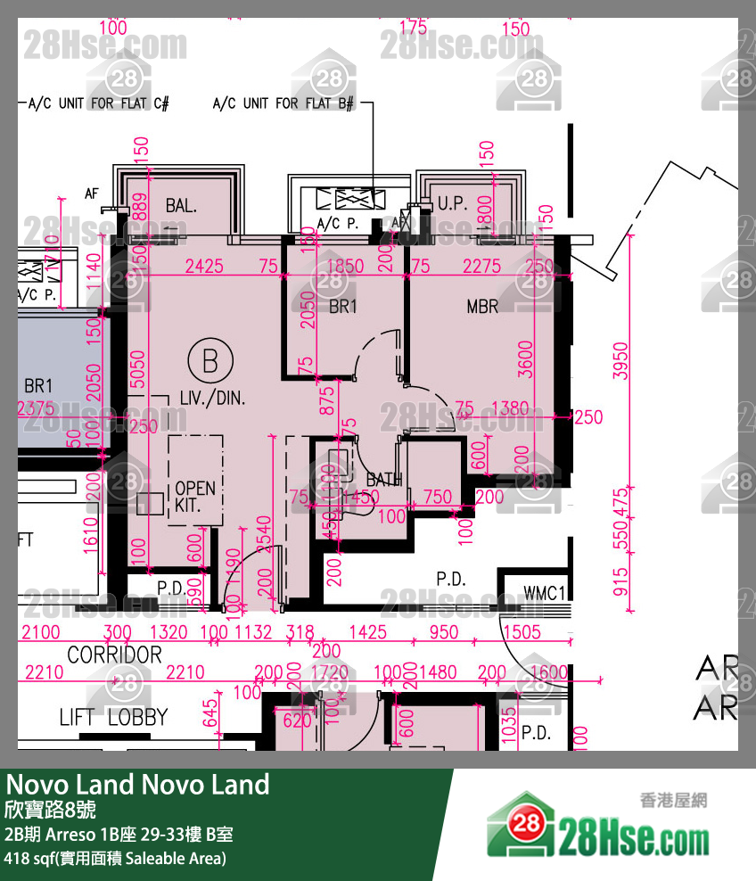 Novo Land, Flat B, 33/F, Arreso Tower 1b FloorPlan