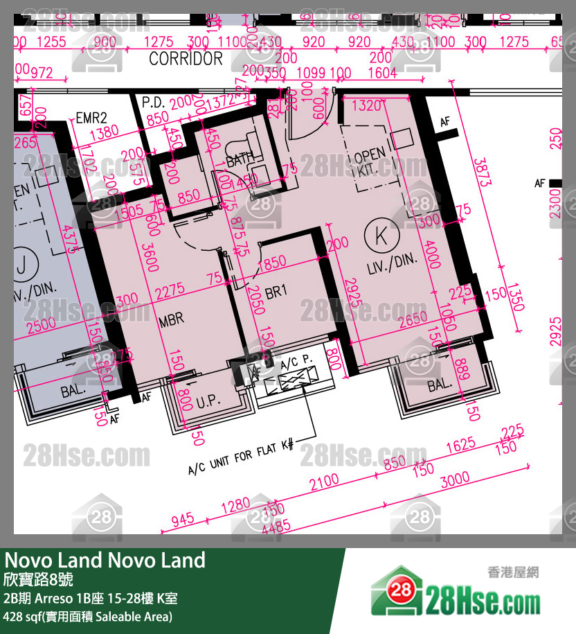 Novo Land, Flat K, 20/F, Arreso Tower 1b FloorPlan